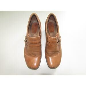 Earth Origins Women’s 9M Brown Leather Loafers Comfort Shoes Low Heel Buckle 90s